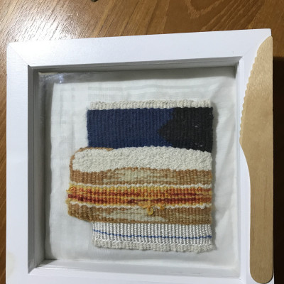 Framed Tapestry depicting a marmalade sandwich.