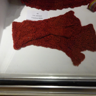 Red fingerless mitts