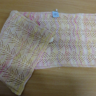 White, yellow and pink scarf