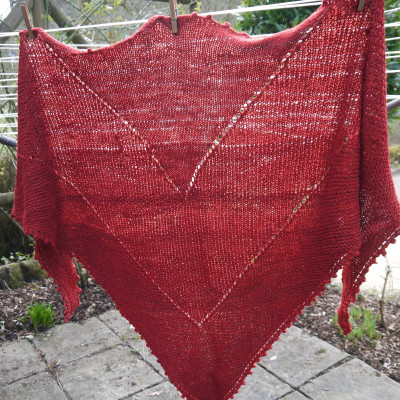 Red triangular shawl