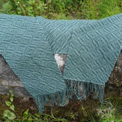 Blue green shadow weave scarf